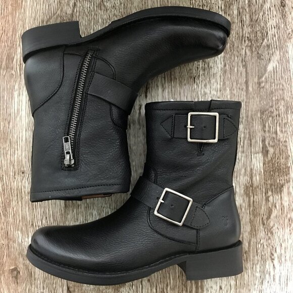 FRYE Black Vicky Engineer Moto Biker Rocker Boots SIZE 5.5 NEW - Picture 2 of 8